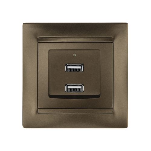 Розетка 2USB порт 2,1А 5В бронза Розетка 2USB порт 2,1А 5В бронза