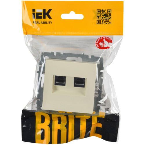 BRITE Розетка двойная RJ11+RJ45 кат.5E РК/Т12-БрКр бежевый IEK BRITE Розетка двойная RJ11+RJ45 кат.5E РК/Т12-БрКр бежевый IEK