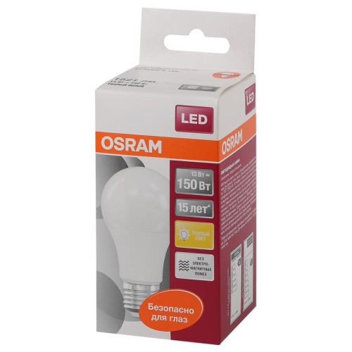 Лампа светодиодная LED Star Classic A 150 13W/827 13Вт грушевидная матовая 2700К тепл. бел. E27 1521лм 220-240В пластик. OSRAM 4058075056985 Лампа светодиодная LED Star Classic A 150 13W/827 13Вт грушевидная матовая 2700К тепл. бел. E27 1521лм 220-240В пластик. OSRAM 4058075056985