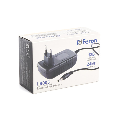 Трансформатор электронный для светодиодной ленты 24W 12V (драйвер), LB005 FERON Трансформатор электронный для светодиодной ленты 24W 12V (драйвер), LB005 FERON