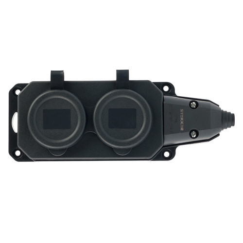 Розетка переносная 2-местная c/з STEKKER,RST16-2-44, 250В, 16А, IP44, черный