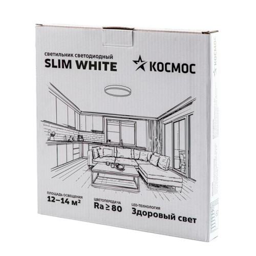 Светильник светодиодный SLIM WHITE 28Вт 4500К IP40 2398лм 230В 300х25мм КОСМОС KSlim28w_W4500K