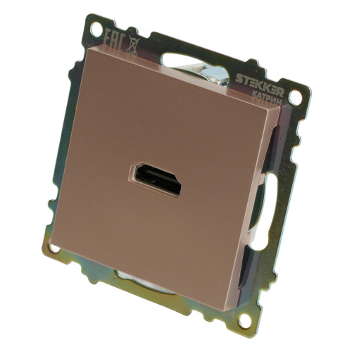 Розетка HDMI 2.1, Type A (механизм), STEKKER GLS00-7118-02, серия Катрин, шампань Розетка HDMI 2.1, Type A (механизм), STEKKER GLS00-7118-02, серия Катрин, шампань