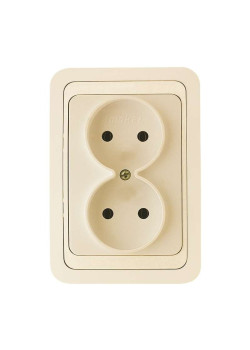 Розетка 2-м СП Mimoza 16А IP20 без заземл. крем./крем. Makel 25017