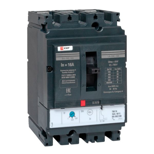 ВА-99C 100/16А 3P 35кА с термомагнитным расцепителем EKF