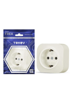 Розетка 1-м ОП Frea 16А IP20 250В с заземл. АБС-пластик беж. TOKOV ELECTRIC TKE-FR-R1Z-C02