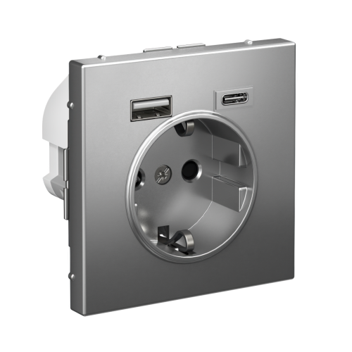 ARTGALLERY РОЗЕТКА 16А с 2 USB A+C, 5В/2,4А/3,0А, 2х5В/1,5А, механизм, СТАЛЬ ARTGALLERY РОЗЕТКА 16А с 2 USB A+C, 5В/2,4А/3,0А, 2х5В/1,5А, механизм, СТАЛЬ