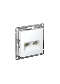 ATLASDESIGN РОЗЕТКА двойная компьютерная RJ45+RJ45 кат. 5e, механизм, БЕЛЫЙ