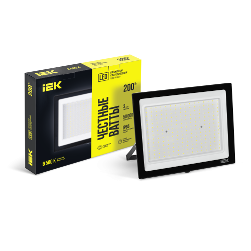 Прожектор СДО 06-200 светодиодный черный IP65 6500 K IEK
