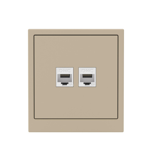 Компьютерная розетка RJ-45 без шторки, кат.6А двойная, KANT, ванильный марципан Компьютерная розетка RJ-45 без шторки, кат.6А двойная, KANT, ванильный марципан
