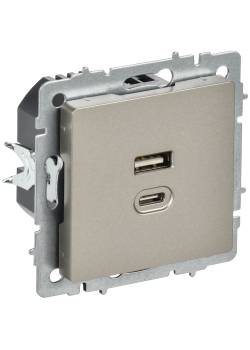 BRITE Розетка USB A+C 45Вт высокоскоростная зарядка РЮ11-2-БрШ шампань IEK