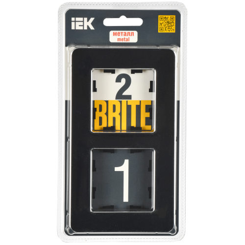 BRITE Рамка 2-местная РУ-2-1-Бр металл черный RE IEK