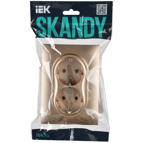 SKANDY Розетка 2-местная с заземлением без защитных шторок 16А в сборе SK-R08Sa песочный IEK SKANDY Розетка 2-местная с заземлением без защитных шторок 16А в сборе SK-R08Sa песочный IEK