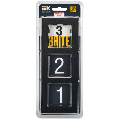 BRITE Рамка 3 -местная РУ-3-1-БрЧ металл черный IEK