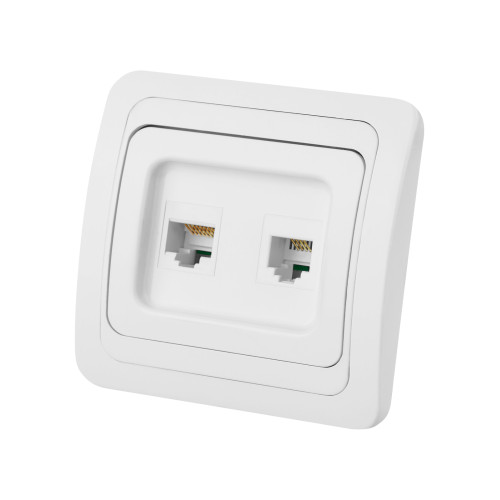 Розетка компьютерная RJ-45 + TФ (RJ-11) белая Розетка компьютерная RJ-45 + TФ (RJ-11) белая