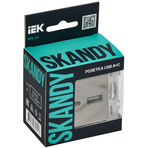 SKANDY Розетка USB A+C 3,1А SK-R14N металл никель IEK SKANDY Розетка USB A+C 3,1А SK-R14N металл никель IEK