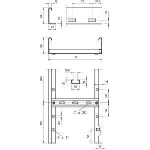 Лоток лестничный 400х60 L3000 сталь 1.5мм LG 640 VS 3 FT гор. оцинк. OBO 6208570 Лоток лестничный 400х60 L3000 сталь 1.5мм LG 640 VS 3 FT гор. оцинк. OBO 6208570