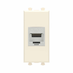 Компьютерная розетка RJ-45 без шторки модульная, кат.6А экранированная, Avanti, ванильная дымка, 1 модуль
