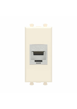 Компьютерная розетка RJ-45 без шторки модульная, кат.6А экранированная, Avanti, ванильная дымка, 1 модуль