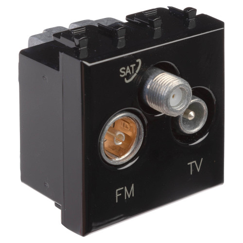 Розетка TV-FM-SAT модульная, Avanti, черный квадрат, 2 модуля Розетка TV-FM-SAT модульная, Avanti, черный квадрат, 2 модуля