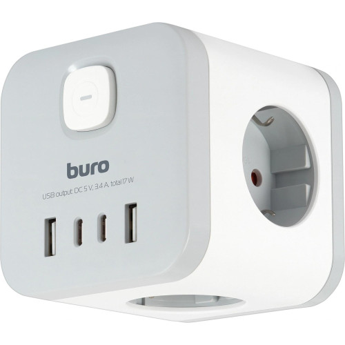 Сетевой разветвитель Buro BU-PW3UC-W (3 розетки) белый (пакет ПЭ)
