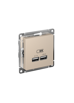 ATLASDESIGN USB РОЗЕТКА A+A, 5В/2,1А, 2х5В/1,05А, механизм, ПЕСОЧНЫЙ