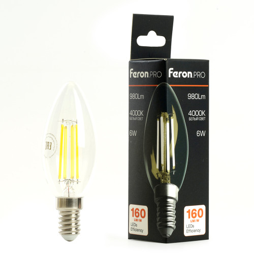 Лампа светодиодная Feron.PRO LB-1206 Свеча E14 960LM 6W 175-265V 2700K Лампа светодиодная Feron.PRO LB-1206 Свеча E14 960LM 6W 175-265V 2700K