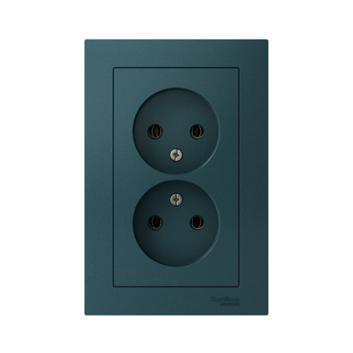 ATLASDESIGN РОЗЕТКА двойная без заземления, 16А, в сборе, ИЗУМРУД ATLASDESIGN РОЗЕТКА двойная без заземления, 16А, в сборе, ИЗУМРУД