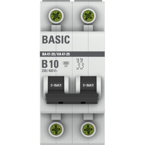 Авт. выкл. ВА 47-29 2P 10А (B) 4,5кА BASIC Авт. выкл. ВА 47-29 2P 10А (B) 4,5кА BASIC