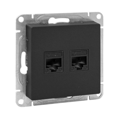 Механизм роз. RJ45 - 2шт, (cat5), чёрн. Эпика EKF