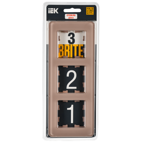 BRITE Рамка 3-местная РУ-3-2-Бр стекло дымчатый RE IEK BRITE Рамка 3-местная РУ-3-2-Бр стекло дымчатый RE IEK