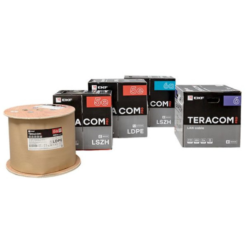 Витая пара TERACOM PRO Cat.5E U/UTP 4 п. solid 24AWG LSZH нг(А)-HF сер. (305м) Витая пара TERACOM PRO Cat.5E U/UTP 4 п. solid 24AWG LSZH нг(А)-HF сер. (305м)