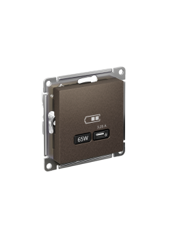ATLASDESIGN USB РОЗЕТКА тип-С 65Вт высокоскор.заряд. QC, PD, механизм, МОККО