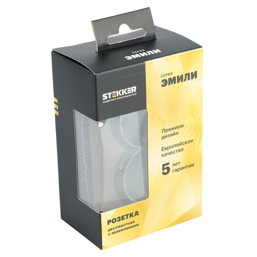 Розетка 2-местная с защитной шторкой, STEKKER, с/з, 250В, 16А, серия Эмили, RST16-5114-09, антрацит, soft touch Розетка 2-местная с защитной шторкой, STEKKER, с/з, 250В, 16А, серия Эмили, RST16-5114-09, антрацит, soft touch