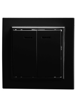 Выключатель 2-клавишный c индикатором STEKKER, PSW10-9002-03, 250V, 10А, серия Эрна, черный