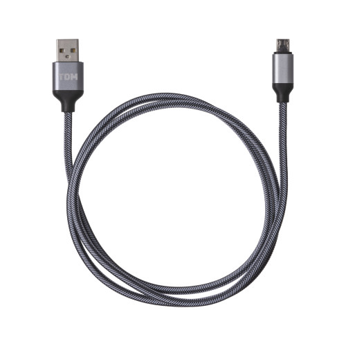 Дата-кабель, ДК 10, USB - micro USB, 1 м, тканевая оплетка, серый, TDM Дата-кабель, ДК 10, USB - micro USB, 1 м, тканевая оплетка, серый, TDM
