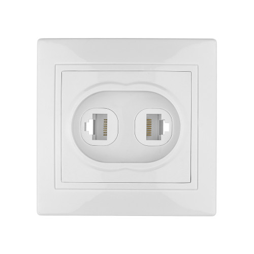 Розетка телефонная RJ11 + компьютерная RJ45 белая Розетка телефонная RJ11 + компьютерная RJ45 белая