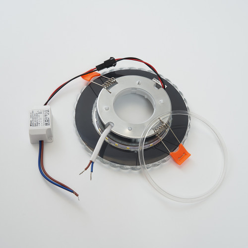 Светильник встраиваемый с белой LED подсветкой Feron CD4037 RGB потолочный GX53 без лампы, прозрачный, хром Светильник встраиваемый с белой LED подсветкой Feron CD4037 RGB потолочный GX53 без лампы, прозрачный, хром