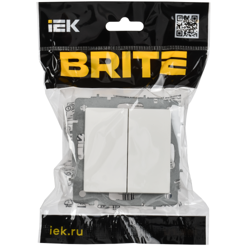 BRITE Выключатель 2-клавишный 10А безвинтовое крепление ВС11-2-0-БрБ белый IEK BRITE Выключатель 2-клавишный 10А безвинтовое крепление ВС11-2-0-БрБ белый IEK
