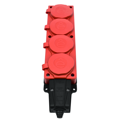 MULTISET Колодка 4х розетка 2К+З каучуковая 16 А/250 В IP44 КРАСНАЯ MULTISET Колодка 4х розетка 2К+З каучуковая 16 А/250 В IP44 КРАСНАЯ