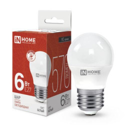 Лампа светодиодная/ Лампа светодиодная LED-ШАР-VC 6Вт 230В Е27 4000К 570Лм IN HOME
