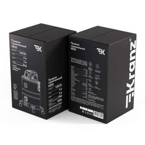 Пылесос строительный KR30 1400Вт 30л 4м Kranz KR-16-1117