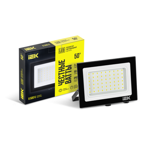 Прожектор СДО 06-50 светодиодный черный IP65 6500 K IEK