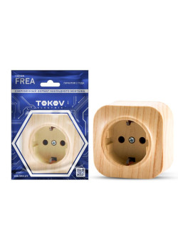 Розетка 1-м ОП Frea 16А IP20 250В с заземл. АБС-пластик сосна TOKOV ELECTRIC TKE-FR-R1Z-C25