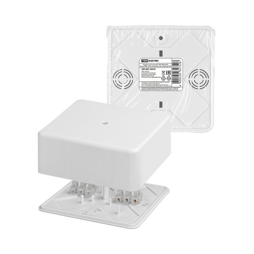 Коробка распаячная КР 100х100х44 ОП белая, IP40, с клем. колодкой, инд. штрихкод TDM