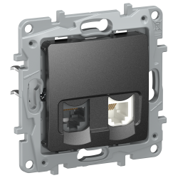 IEKETIKA Розетка двойная RJ11+RJ45 кат.5E UTP 6726521 антрацит IEK