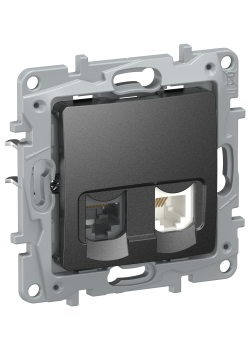 IEKETIKA Розетка двойная RJ11+RJ45 кат.5E UTP 6726521 антрацит IEK