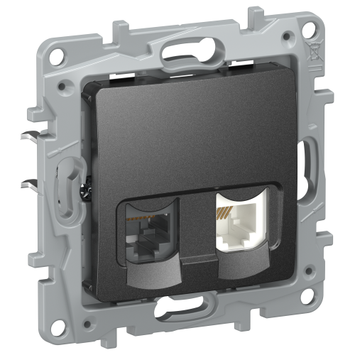 IEKETIKA Розетка двойная RJ11+RJ45 кат.5E UTP 6726521 антрацит IEK