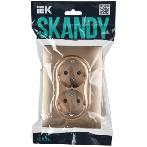 SKANDY Розетка 2-местная с заземлением с защитными шторками 16А в сборе SK-R07Sa песочный IEK SKANDY Розетка 2-местная с заземлением с защитными шторками 16А в сборе SK-R07Sa песочный IEK