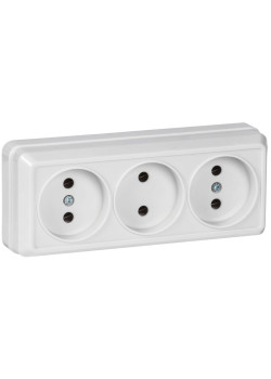 Розетка 3-м ОП Октава 10А IP20 без заземл. бел. IEK ERO30-K01-10-DC